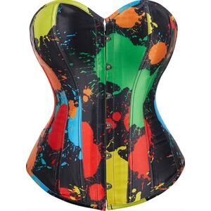 Paint-Splattered Corset Bustier & Thong Set – NWOT – Size Large